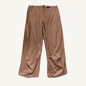 ELM Design Cropped Brown Pants Gathered Knee Minimalist Modern Size M